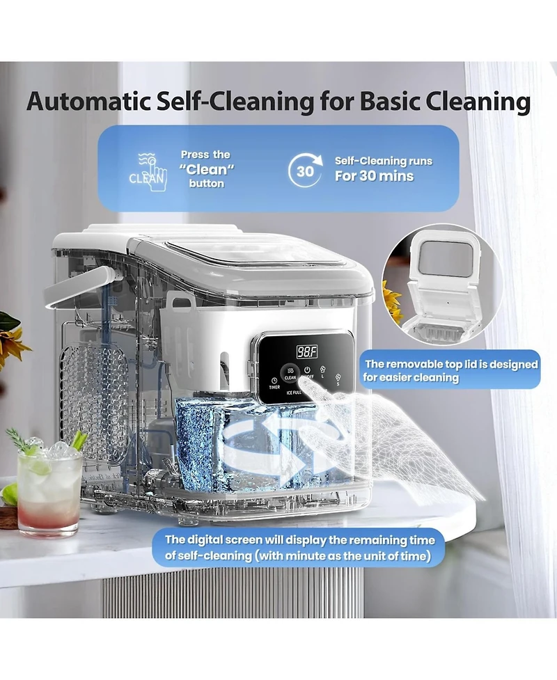 Cowsar 26Lbs, Countertop Ice Maker, Self-Cleaning, Bullet Ice, Digital Screen, 9 Cubes in 6 Mins