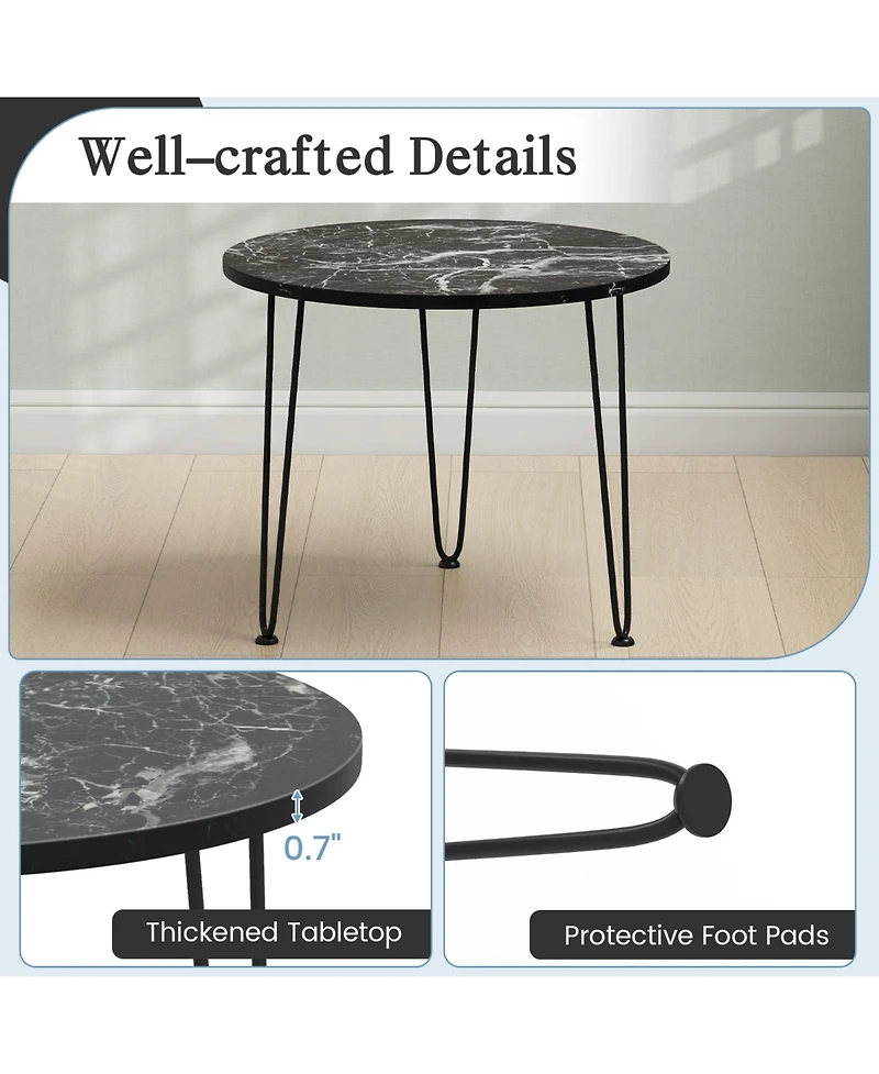 Round Table with Thickened Tabletop and Metal Tripod Legs