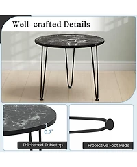 Round Table with Thickened Tabletop and Metal Tripod Legs