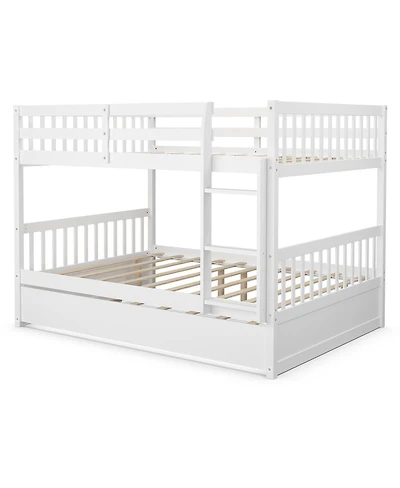 Full over Bunk Bed Platform Wood with Ladder