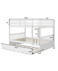 Full over Bunk Bed Platform Wood with Ladder