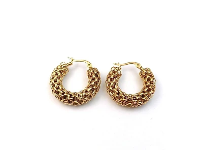 Gold-Plated Stainless Steel Chain Hoop Earrings