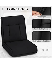 Folding Floor Chair Convertible Lazy Chair with 14-Poistion Adjustable Backrest