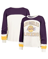 '47 Brand Women's Cream Los Angeles Lakers Curve Raglan Long Sleeve T-Shirt