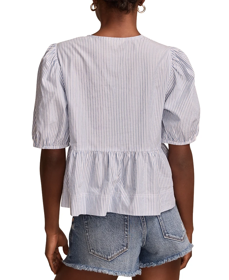 Lucky Brand Women's Babydoll Flyaway Cotton Tie-Front Top