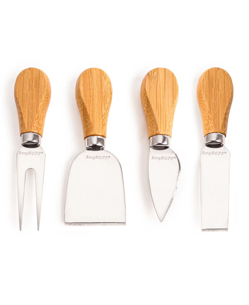 BergHOFF Stainless Steel 6-Piece Cheese Knives and Bamboo Round Board Set