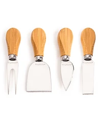 BergHOFF Stainless Steel 6-Piece Cheese Knives and Bamboo Round Board Set