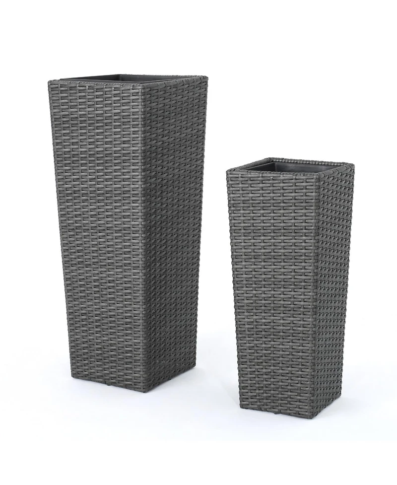 Streamdale Wicker & Iron Patio Planter Set - Elegant Herb & Flower Pots