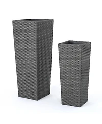 Streamdale Wicker & Iron Patio Planter Set - Elegant Herb & Flower Pots