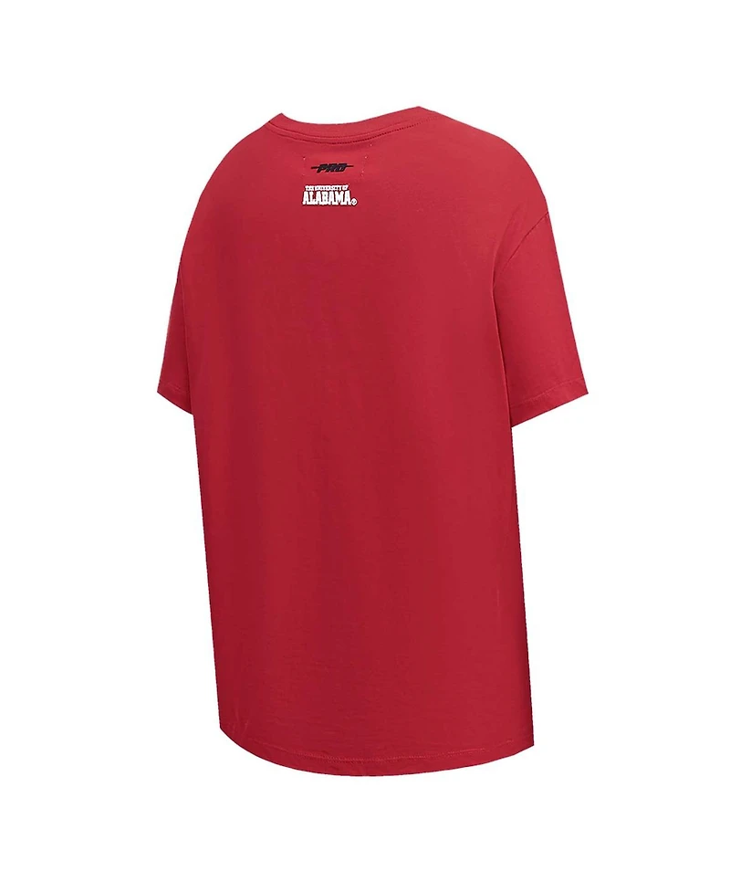 Pro Standard Women's Crimson Alabama Tide Script Tail Oversized Boyfriend T-Shirt