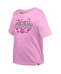New Era Big Girls Light Pink Chicago Cubs Flip Sequin Team T-Shirt