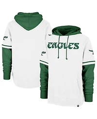 '47 Brand Men's White Philadelphia Eagles Throwback Shortstop Pullover Hoodie