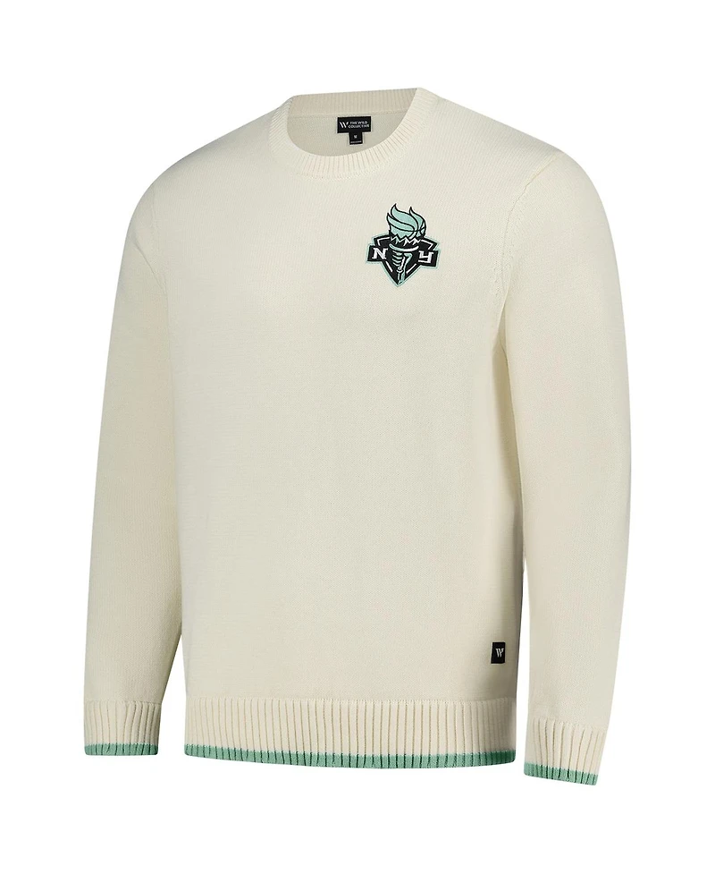 The Wild Collective Men's and Women's Cream New York Liberty Jacquard Pullover Sweater