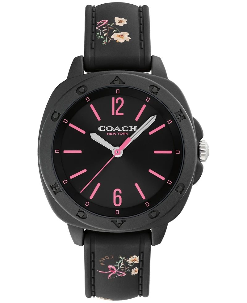 Coach Women's Kitt Black Silicone Strap Watch, 35.4mm