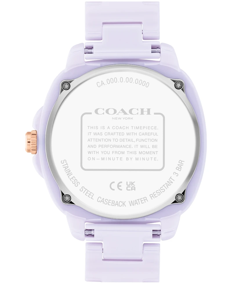 Coach Women's Kitt Lavender Ceramic Bracelet Watch, 38mm