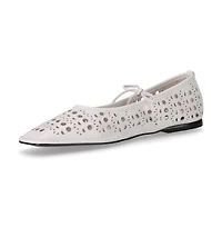 Sway Slit White Leather Ballet Flats