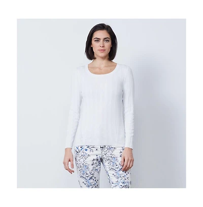 Etcetera Women's White Pullover Sweater Fluted