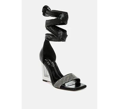 Hashira Ab Rhinestone Studded Lace-Up Fantasy Heels