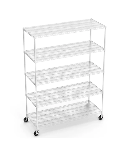 5 Tier 7500lbs Heavy Duty Adjustable Storage Rack Metal Shelf Wire Shelving Unit with Wheels & Shelf Liners - 82" H x 60" L x 24" D