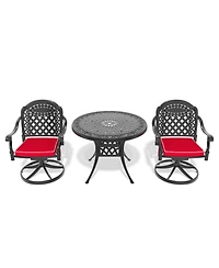 3-pc Cast Aluminum Dining Set, 2 Swivel Chairs & 35" Round Table