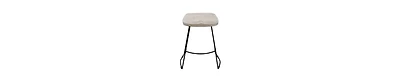 Rustic Counter Stool – Backless Mango Wood Saddle Seat with Whitewash Finish