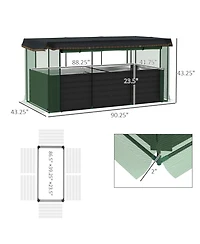 Outsunny Galvanized Raised Garden Bed with Crop Cage & Shade Cloth