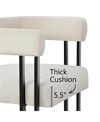Set of 2 Modern Velvet Counter Stools with Curved Back, Metal Legs & Upholstered Seat-Maison Boucle