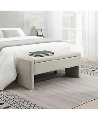 Streamdale Upholstered End Bench with Storage, Vanity Stool, Light Grey Linen