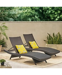 Streamdale Brown Wicker Adjustable Lounge Chair Set