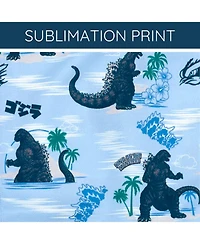 Godzilla Boys Matching Family Hawaiian Button Down Dress Shirt