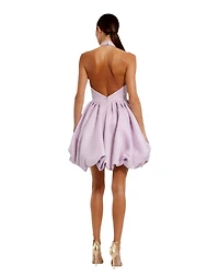 Mac Duggal Women's Satin High Neck Sleeveless Bubble Hem Mini Dress