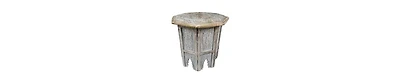 Farmhouse Side Table – Handcrafted Mango Wood with Carved Octagonal Top