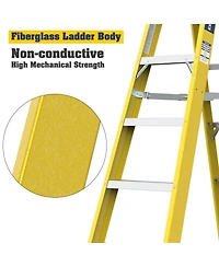 Fiberglass Step Ladder 6-Step 300LBS Yellow