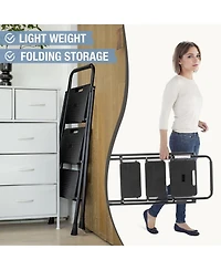 3 Non-slip step ladder, quick folding steel ladder Sturdy metal supported household tools for home/office work at altitude, portable step tools