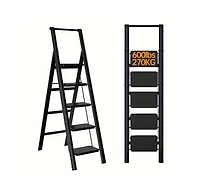5-step ladder folding step stool, 5-step ladder with anti slip wide pedals, lightweight and easy to carry handle folding ladder, multi-purpose steel l