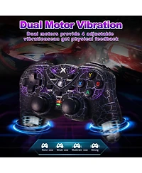 Wireless Rgb Gaming Controller with Dual Vibration for Windows 7/8/10/11 – Adjustable Turbo & Ergonomic Design
