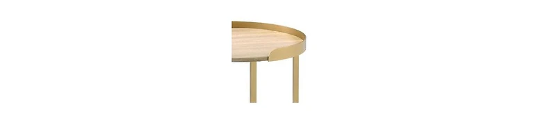 Round Wood End Table – Functional Tray Top with Metal Accent