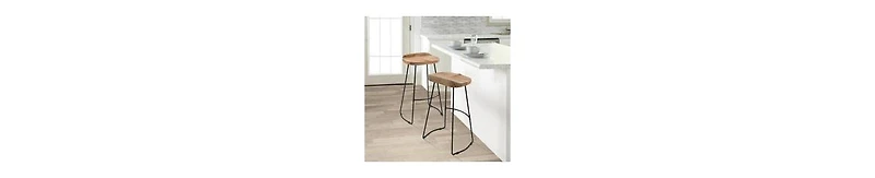 Industrial Barstool – Backless Mango Wood Seat with Metal Frame