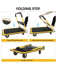 Platform Truck Hand Truck Large Size Foldable Dolly Cart for Moving Easy Storage and 360 Degree Swivel Wheels 660lbs Weight Capacity