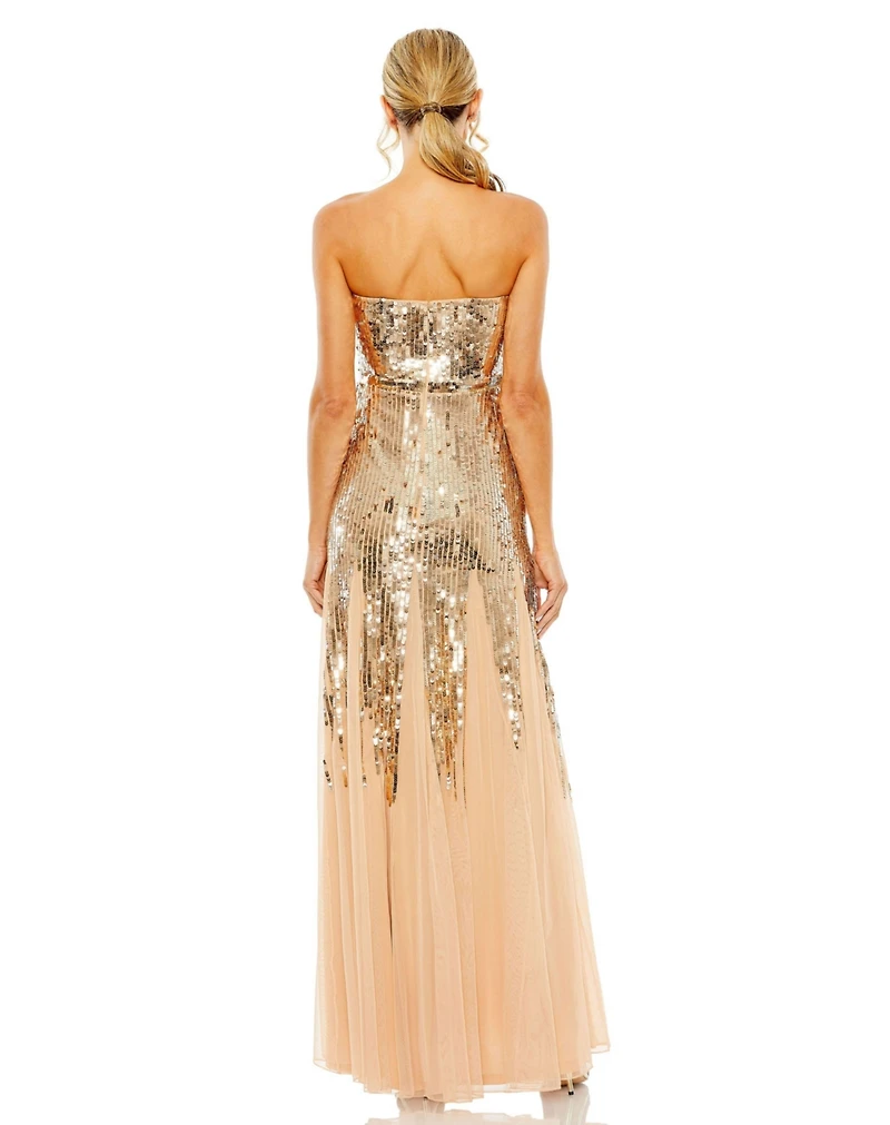 Mac Duggal Women's Sleeveless Sequin Mesh Gown