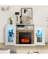 Fireplace Tv Stand with 16-Color Led Lights for TVs up to 65 Inch