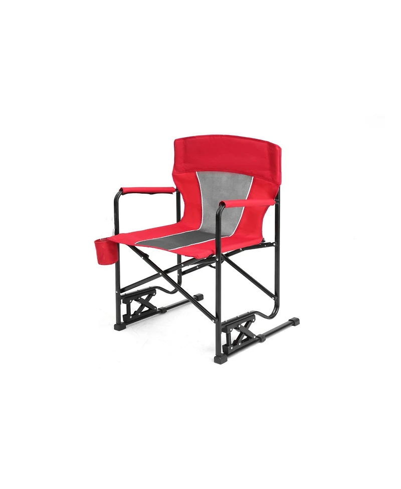 Streamdale Red portable folding rocker camping chair with drink holder