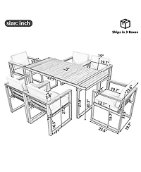 Streamdale 7-Piece Outdoor Dining Set, Table, Chairs, Cushions, Grey