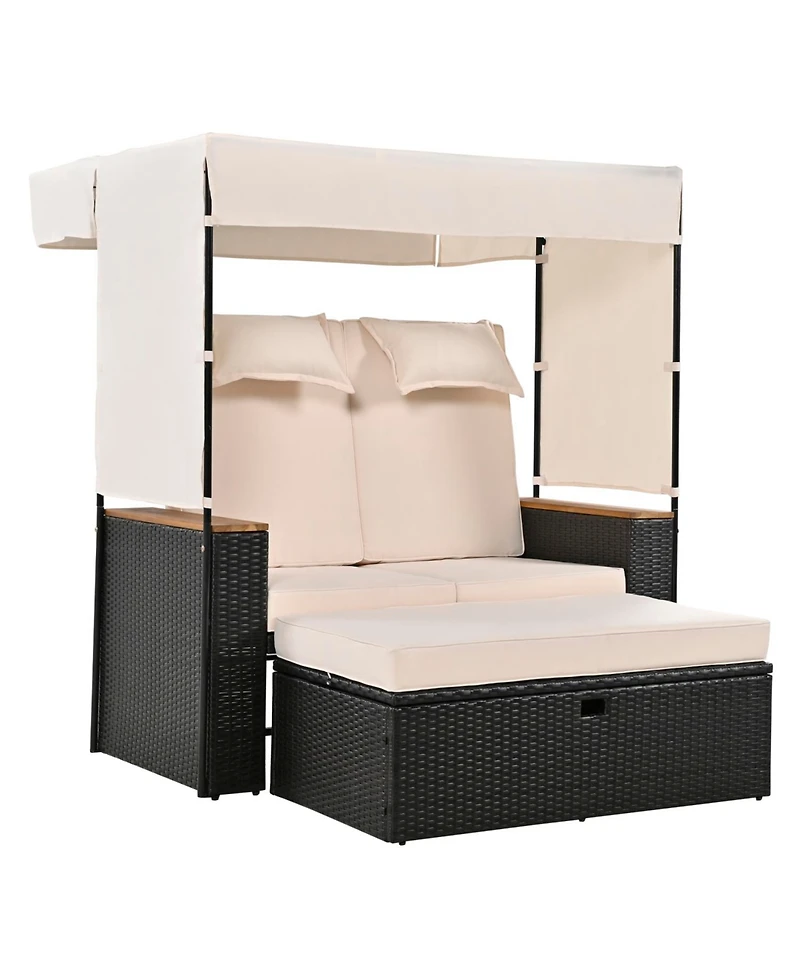 Streamdale Outdoor rattan daybed, loveseat/lounge set w/ cushions
