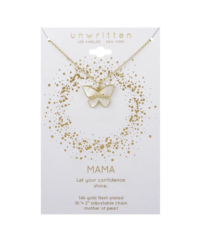 Unwritten Mother of Pearl Butterfly Mama Necklace