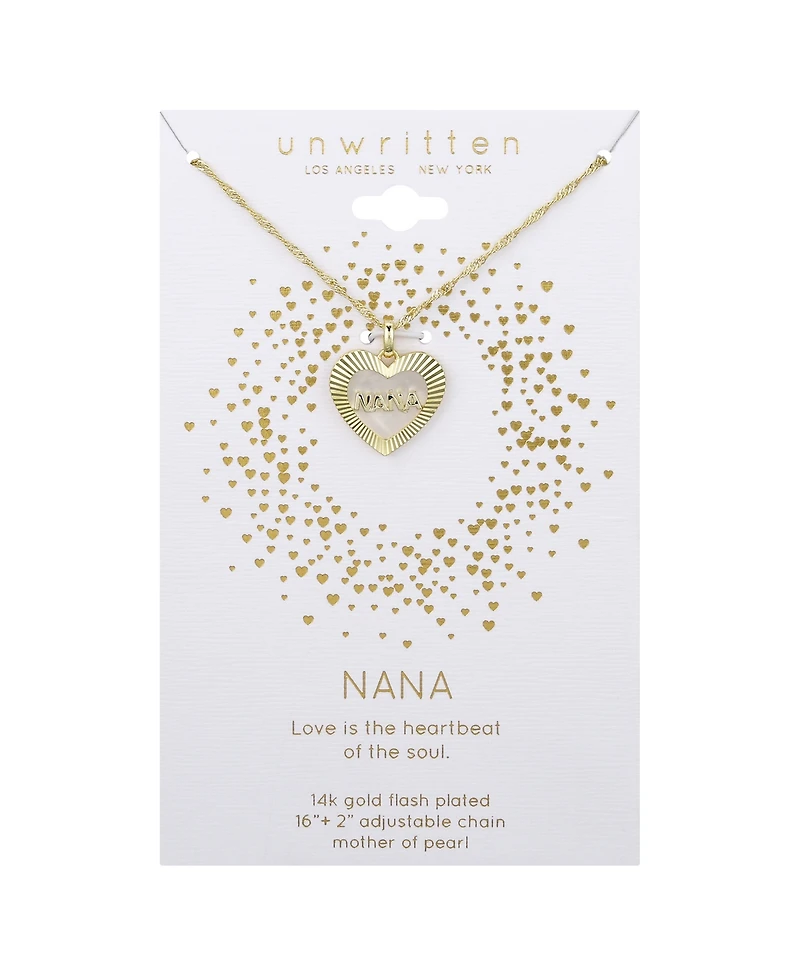 Unwritten Mother of Pearl Diamond Cut Heart Nana Necklace
