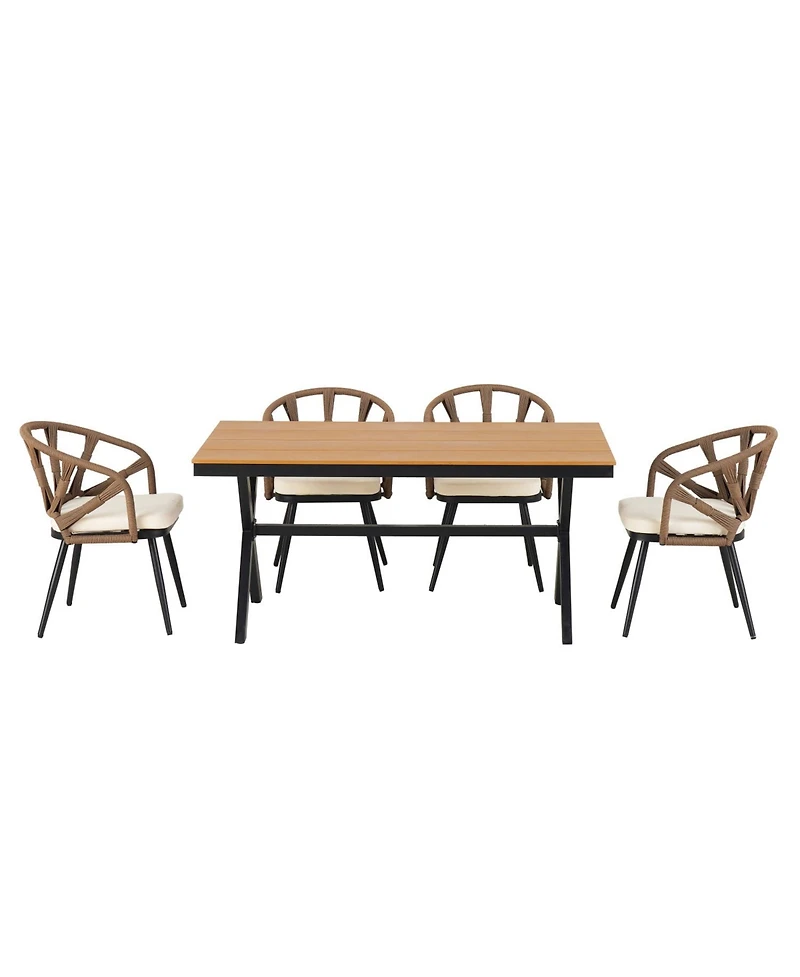 Streamdale Outdoor Pe rattan set, chairs & plastic wood table