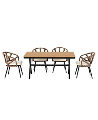 Streamdale Outdoor Pe rattan set, chairs & plastic wood table