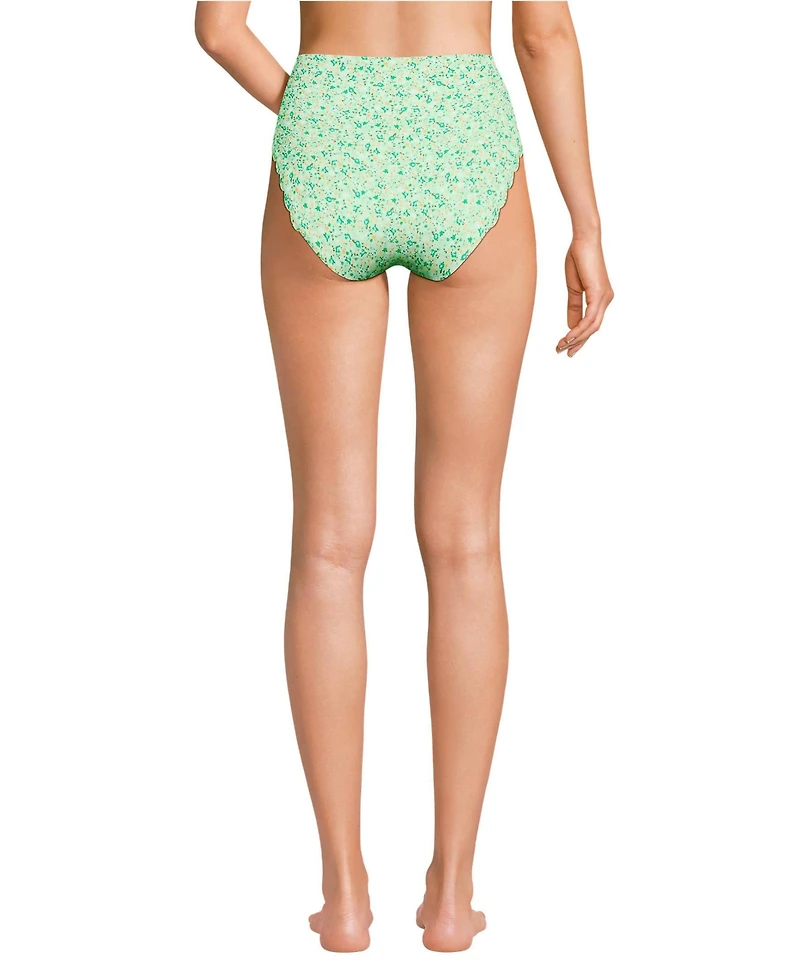Lands' End Women's Tugless Scallop High Waisted Bikini Bottoms