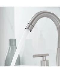 8 in. Widespread 2-Handle Mid-Arc Bathroom Faucet with Valve and cUPC Water Supply Lines in Brushed Gold